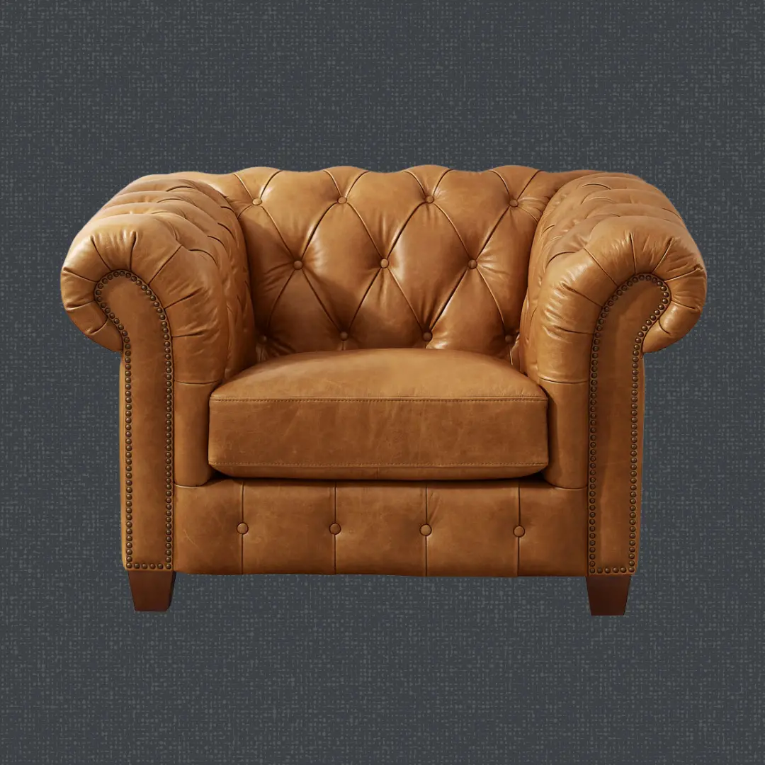 Versailles Saddle Brown Leather Chair