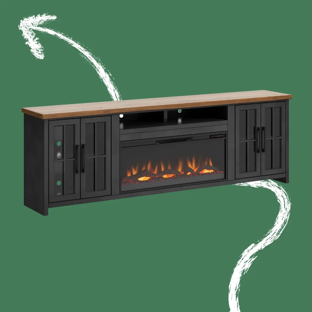 Essex Black and Brown 96-Inch Fireplace TV Stand
