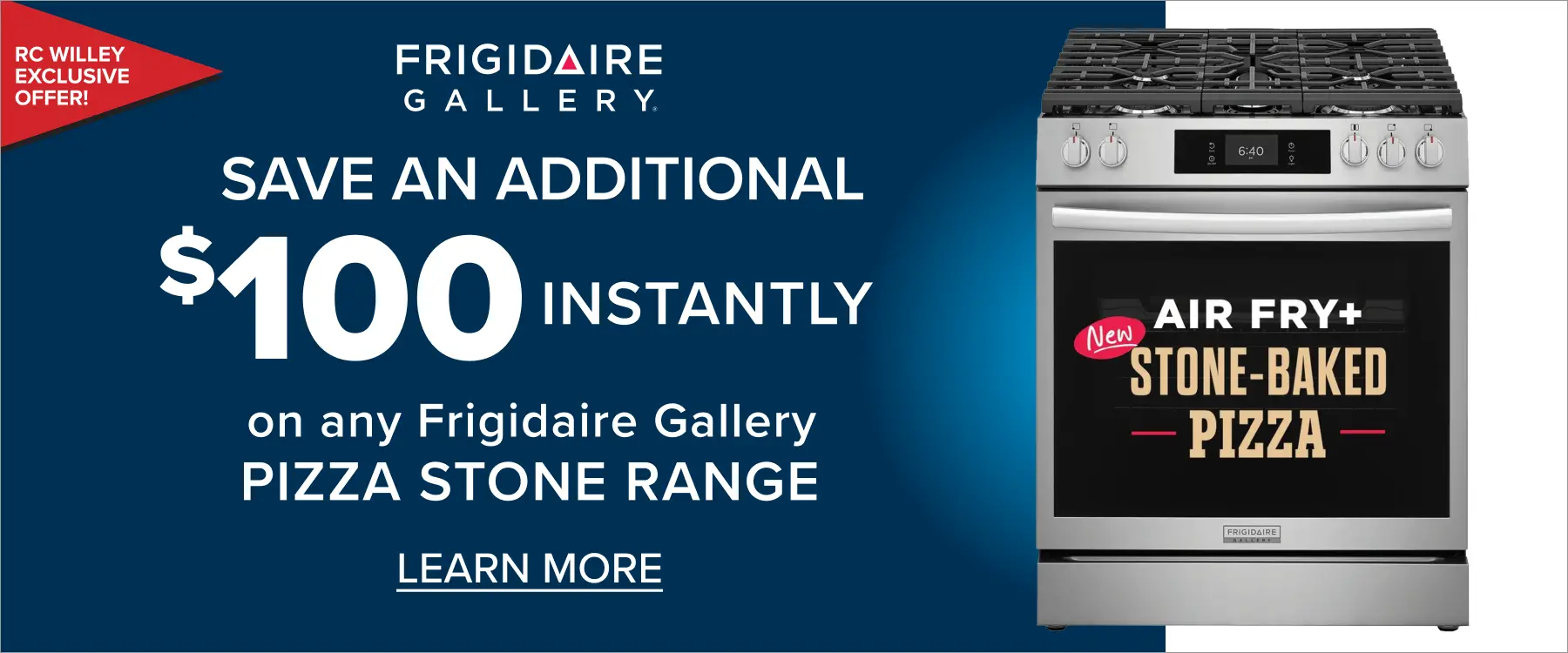 Frigidaire Gallery Stone-Baked Pizza Oven Save an additional $100 instantly on Frigidaire Gallery Stone-Baked Pizza Ovens