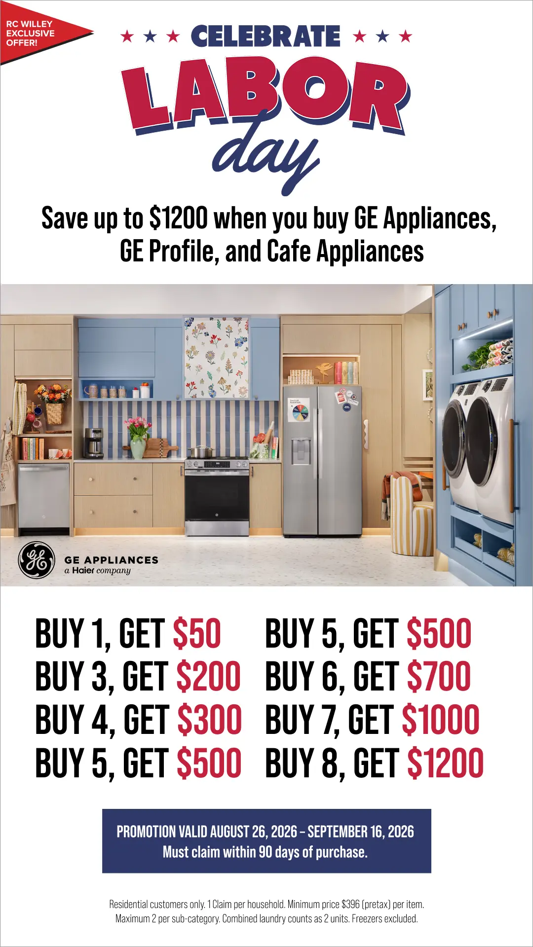 Save up to $1200 when you buy GE, GE Profile, and Cafe Appliances.