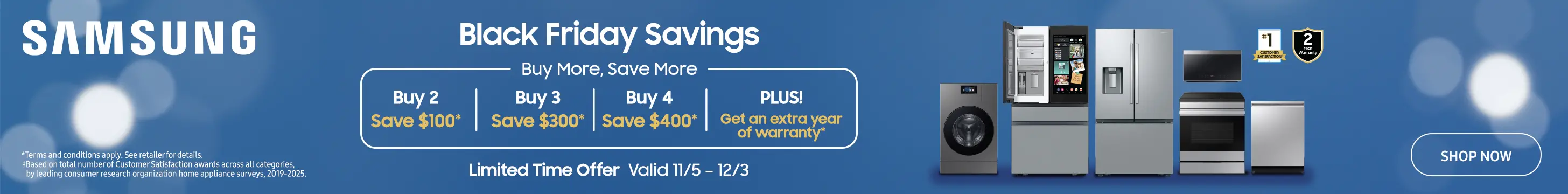 Samsung Black Friday Savings Save up to $400 on select Samsung appliances.