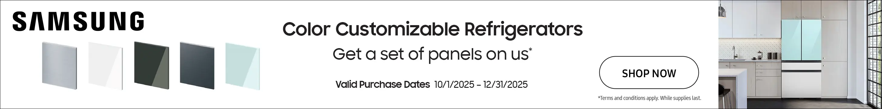 Samsung Color Custom Refrigerators Color customizable refrigerators. Get a set of panels on us.