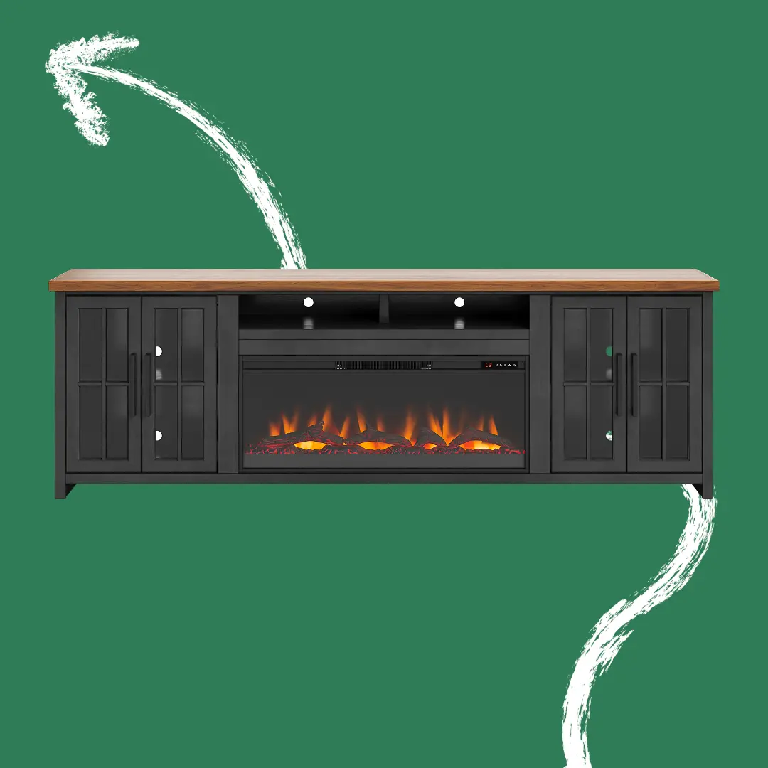 Essex Black and Brown Fireplace TV Stand