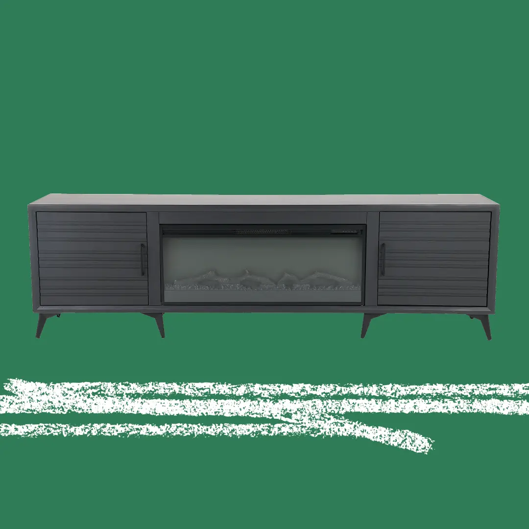 Malibu Black 95-Inch Fireplace TV Stand