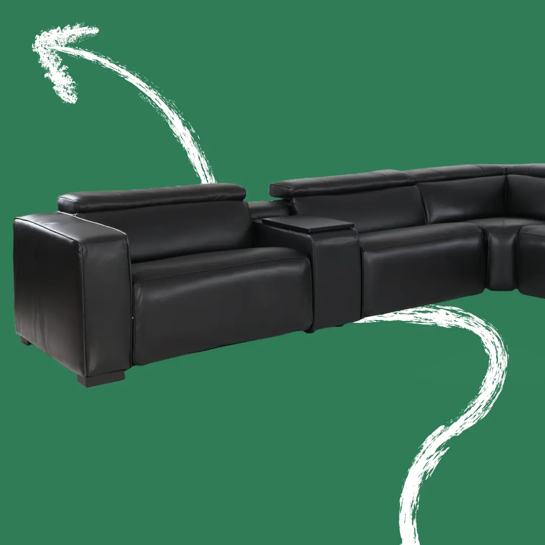 Softee Blackberry Leather 6-Piece Power Reclining Sectional with 3D Sound System