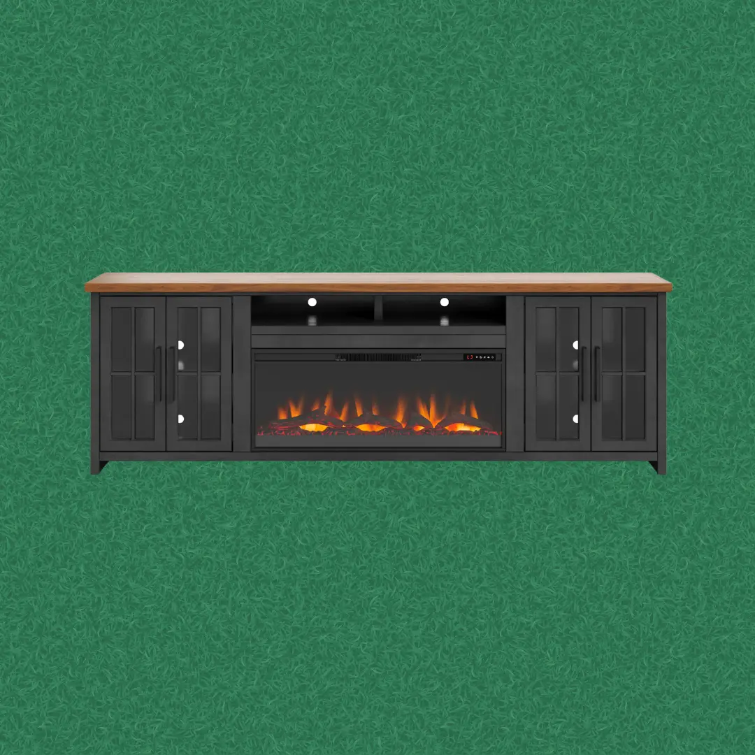 Essex Black and Brown 96-Inch Fireplace TV Stand