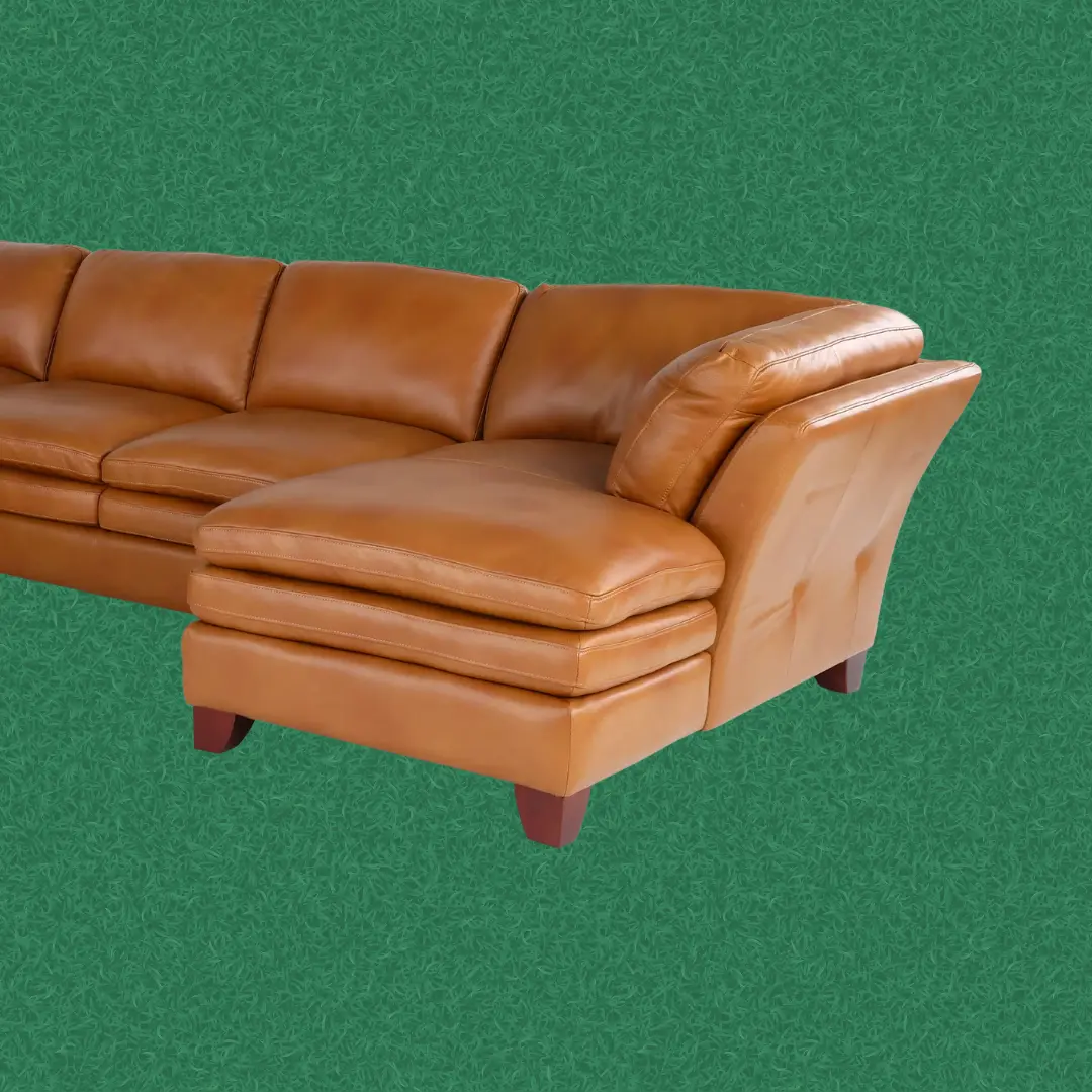 Sierra Camel Brown Leather 3 Piece Sectional