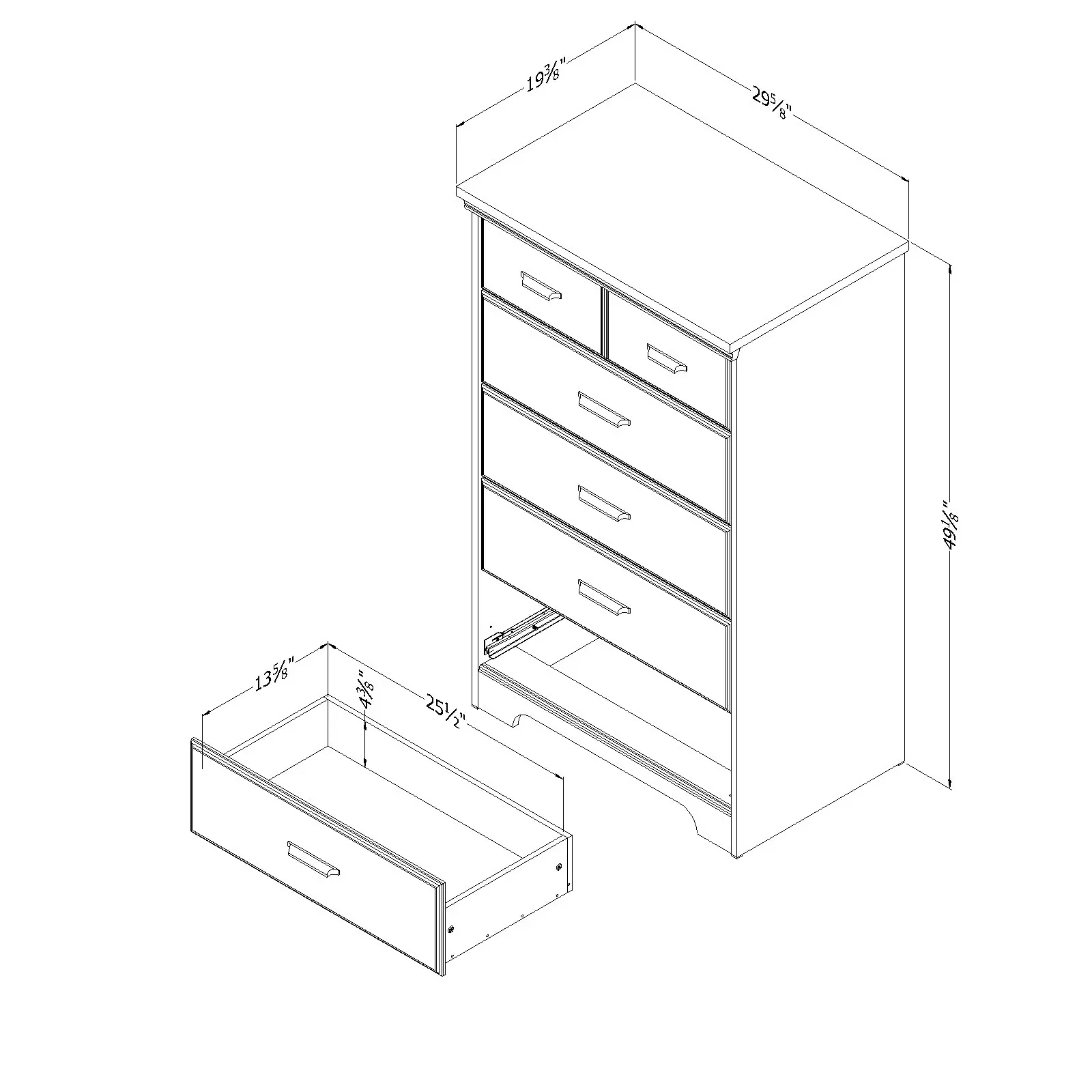9041035 Versa Casual Contemporary Gray Maple 5-Drawer Chest - South Shore-5