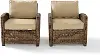 KO70026WB-SA Bradenton Tan and Wicker Patio Armchairs, Set of 2