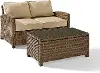 KO70025WB-SA Bradenton 2 Piece Beige and Wicker Loveseat and Table Set
