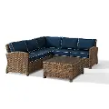 KO70019WB-NV Bradenton 4 Piece Navy and Brown Patio Set