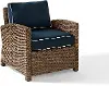 KO70023WB-NV Bradenton Navy and Wicker Patio Armchair