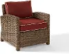 KO70023WB-SG Bradenton Red and Wicker Patio Armchair