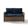 KO70022WB-NV Bradenton Navy and Wicker Patio Loveseat