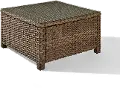 CO7207-WB Bradenton Wicker and Glass Square Patio Coffee Table