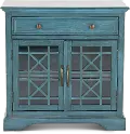 Antique Blue 2 Door and 1 Drawer Accent Cabinet