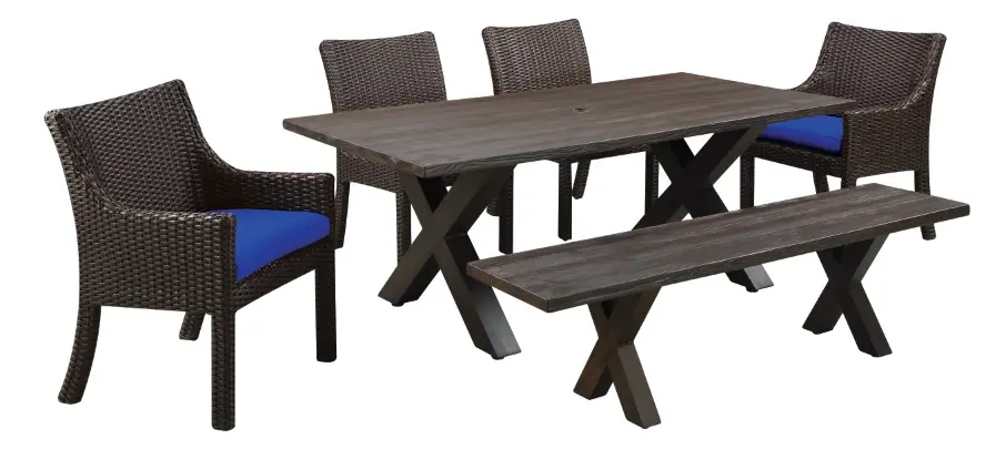 5 Piece Cast Wood Patio Dining Set with Sunbrella Cushion-4
