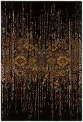 8 x 11 Large Contemporary Black and Gold Area Rug - Spring