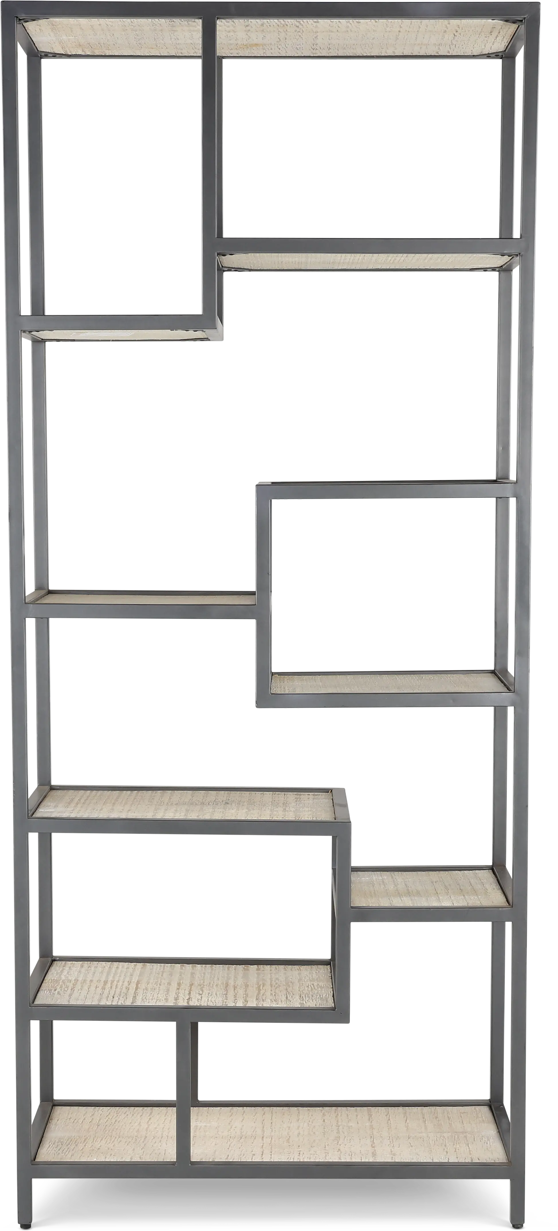 75326/BODHAN/9SHELVS Whitewash Mango 9 Shelf Etagere with Metal Frame-1