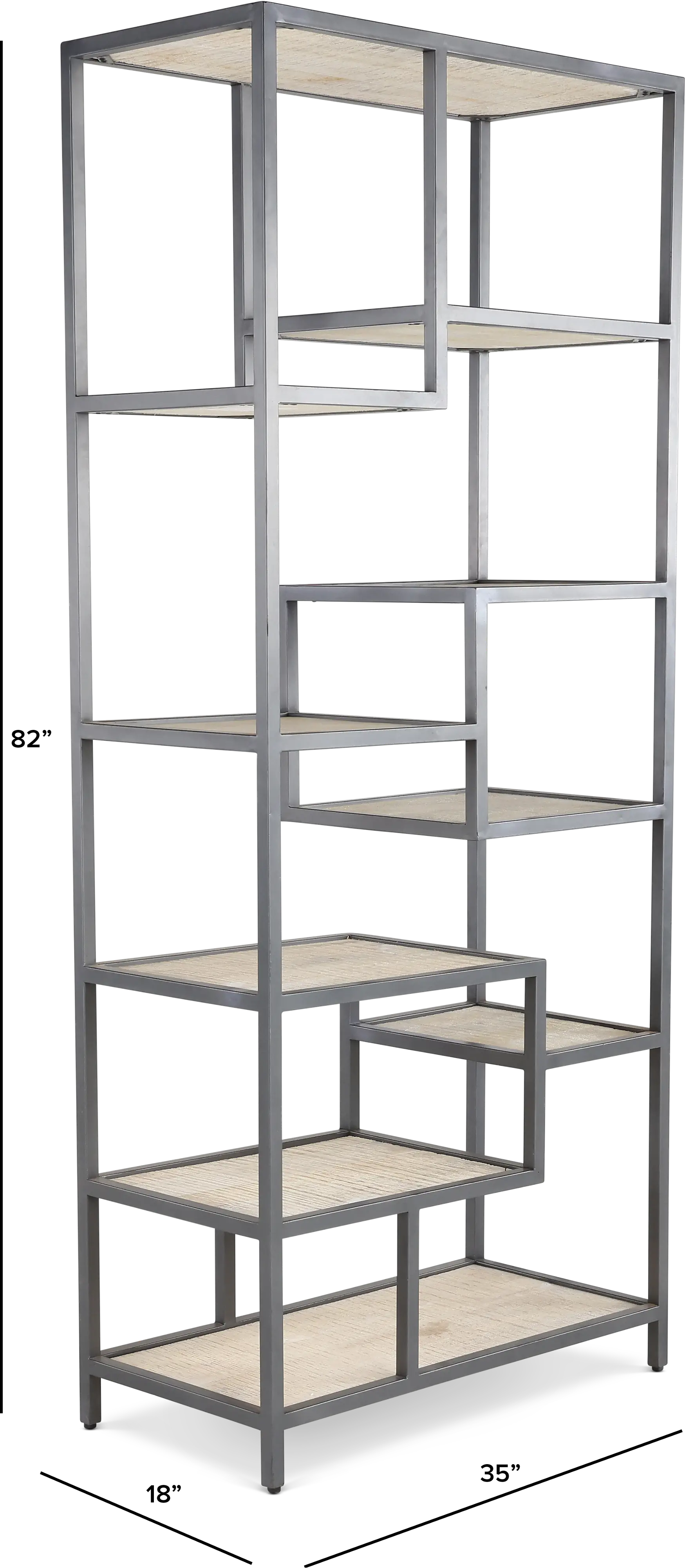 75326/BODHAN/9SHELVS Whitewash Mango 9 Shelf Etagere with Metal Frame-3