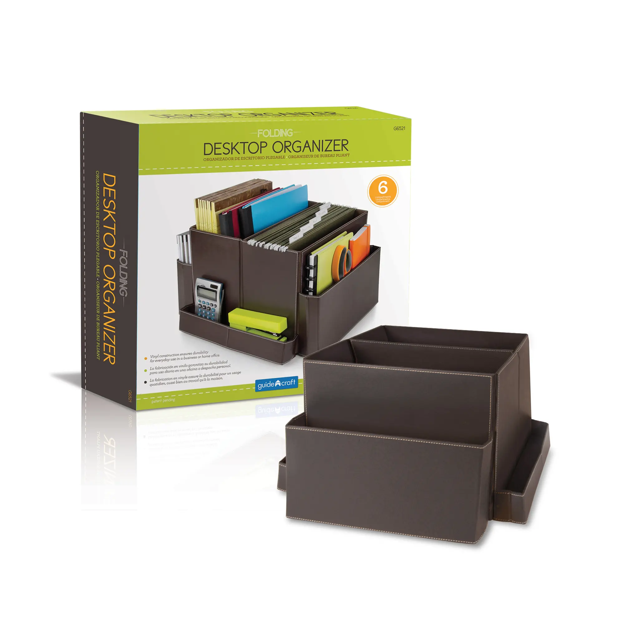 Brown Vinyl Folding Desk Organizer - Essentials-1