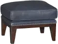 Brewster Cobalt Blue Leather-Match Ottoman