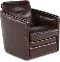 Piper Coffee Brown Leather Swivel Barrel Chair