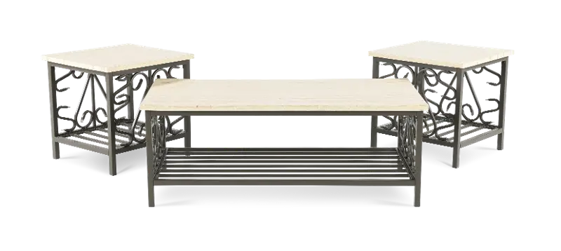 Fairhope Marble Top Tables, Set of 3