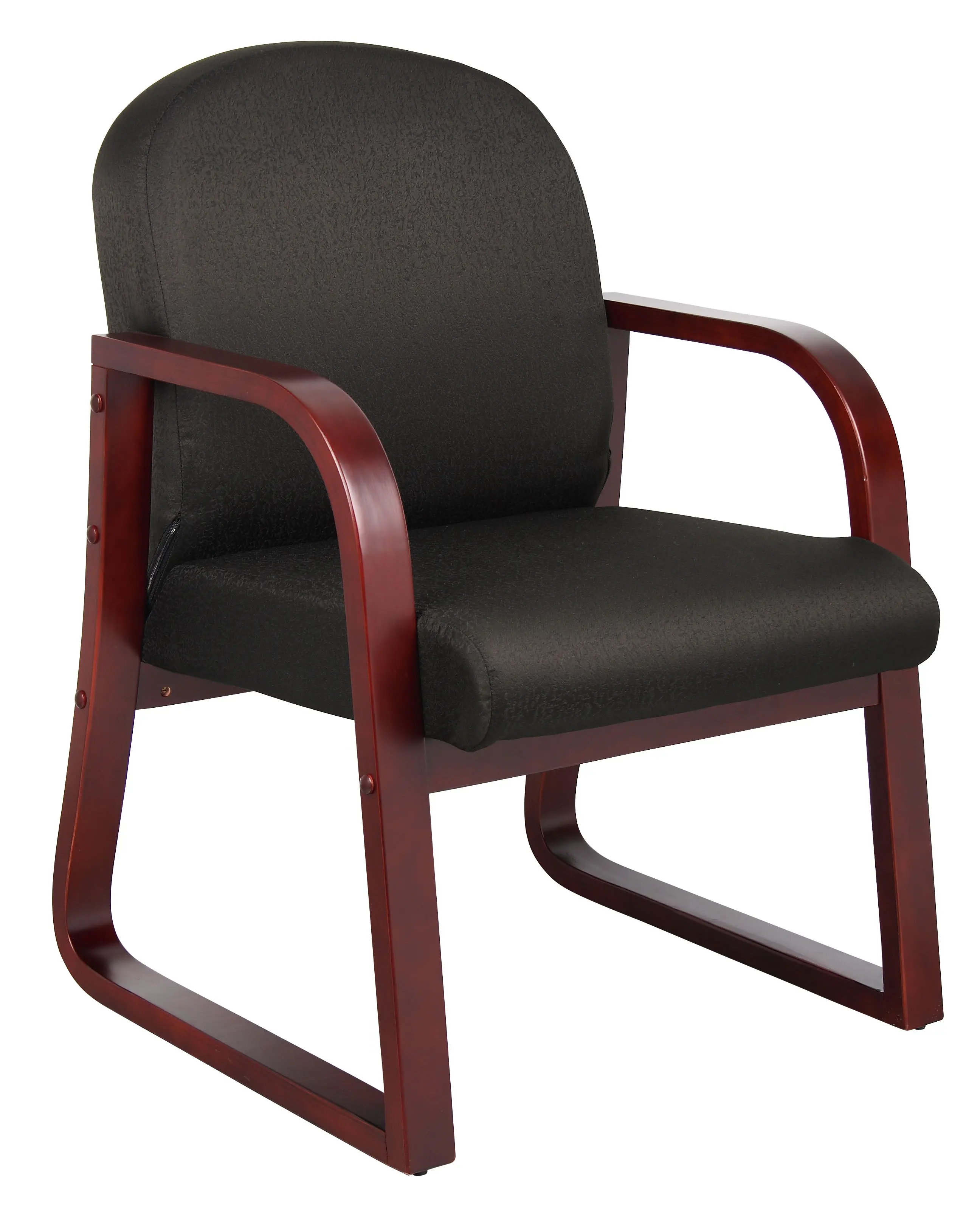 Black & Mahogany Frame Guest Office Chair-1