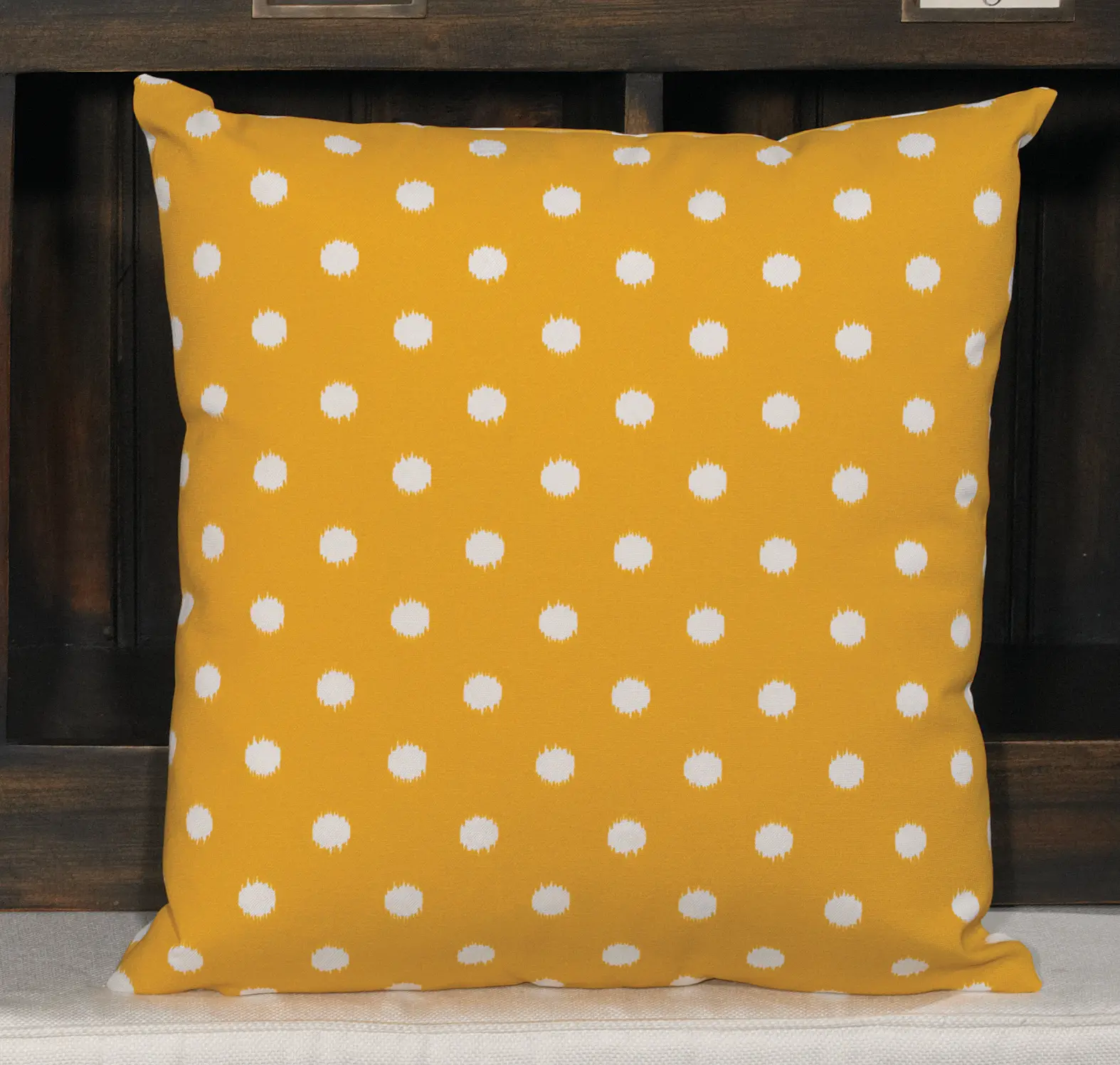 Yellow and Cream Polka Dot Throw Pillow-2