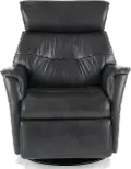 Captain Charcoal Gray Large Leather Swivel Glider Power Recliner