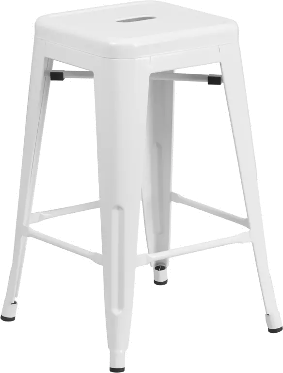 White Metal Stackable Counter Height Stool-1