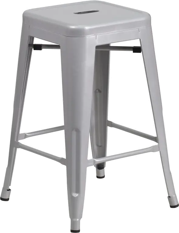 Silver Metal Stackable Counter Height Stool-1