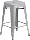 Silver Metal Stackable Counter Height Stool