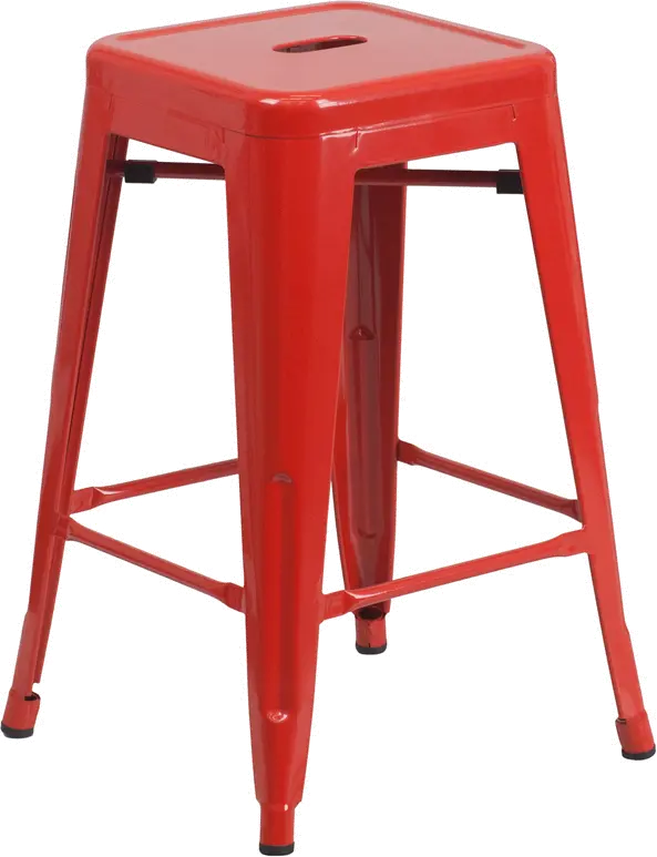 Red Metal Stackable Counter Height Stool-1