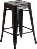 Black Metal Stackable Counter Height Stool