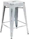 Distressed White Metal Counter Height Stool