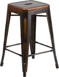 Distressed Copper Metal Counter Height Stool