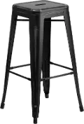Distressed Black Metal Bar Stool