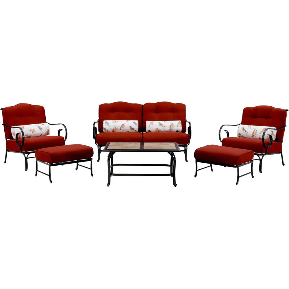OCEANA6PC-TL-RED Outdoor Red 6 Piece Patio Set W/ Coffee Table - Oceana -8