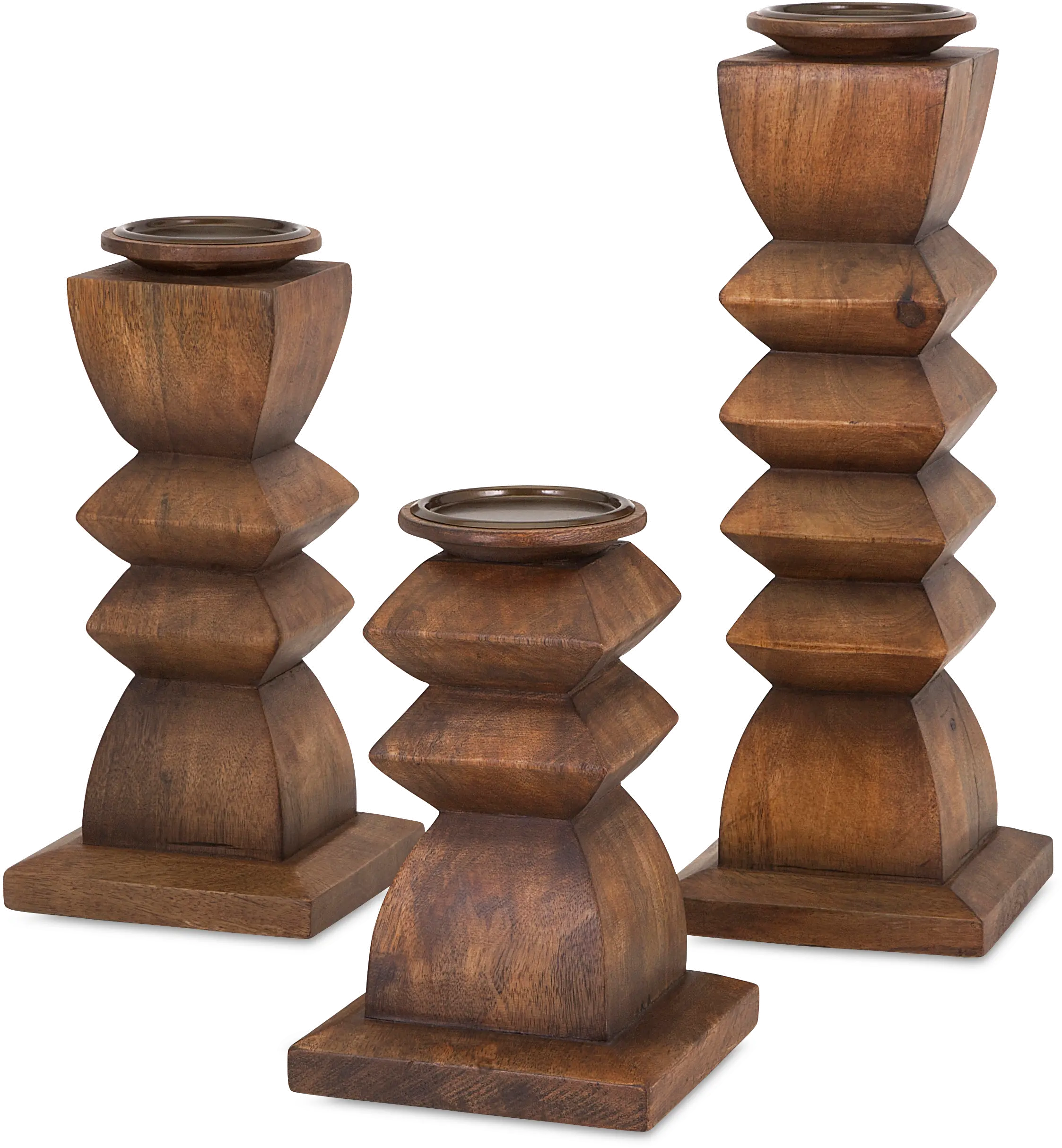 9 Inch Wood Candle Holder-1