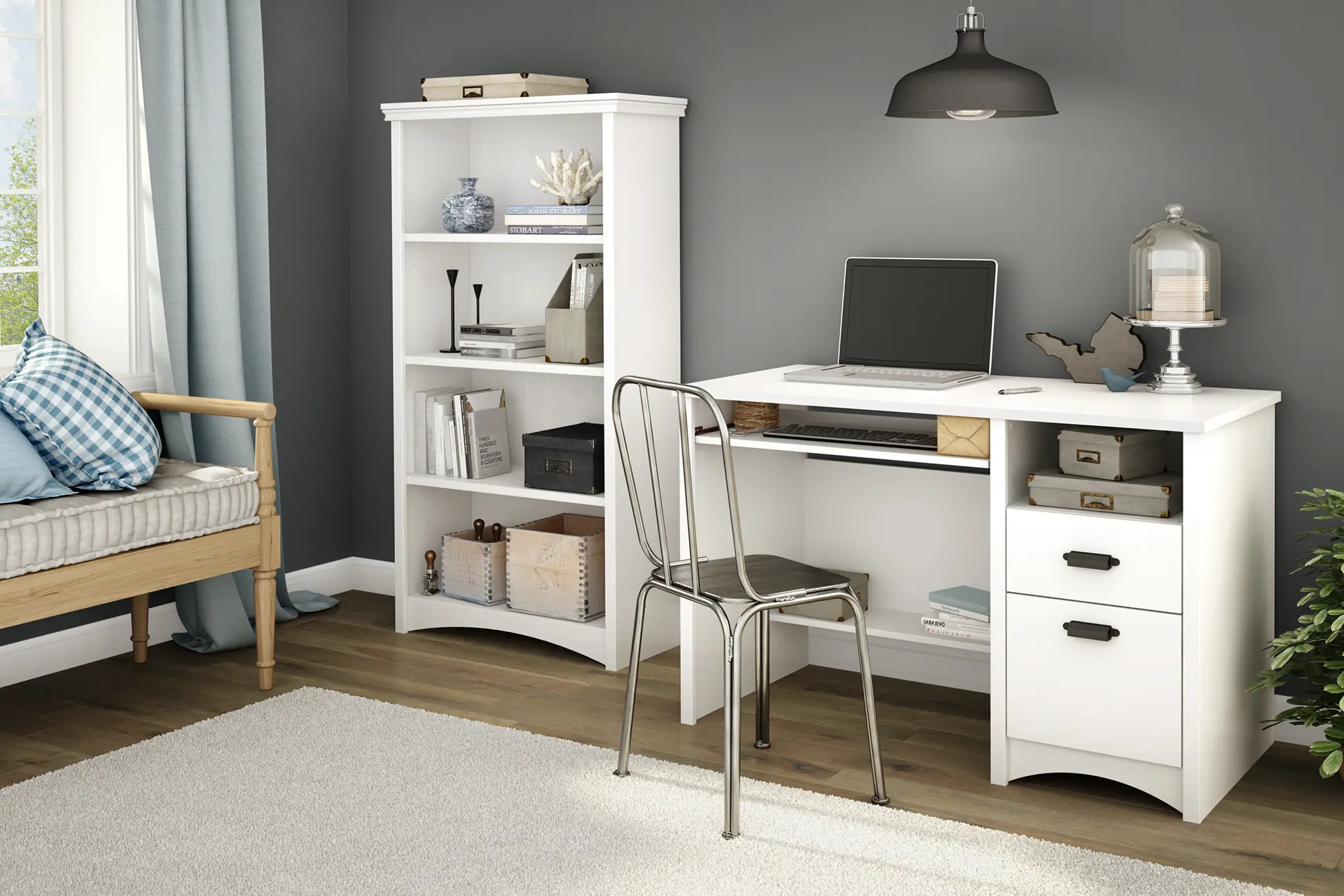 10219 Artwork White 4 Shelf Bookcase-4