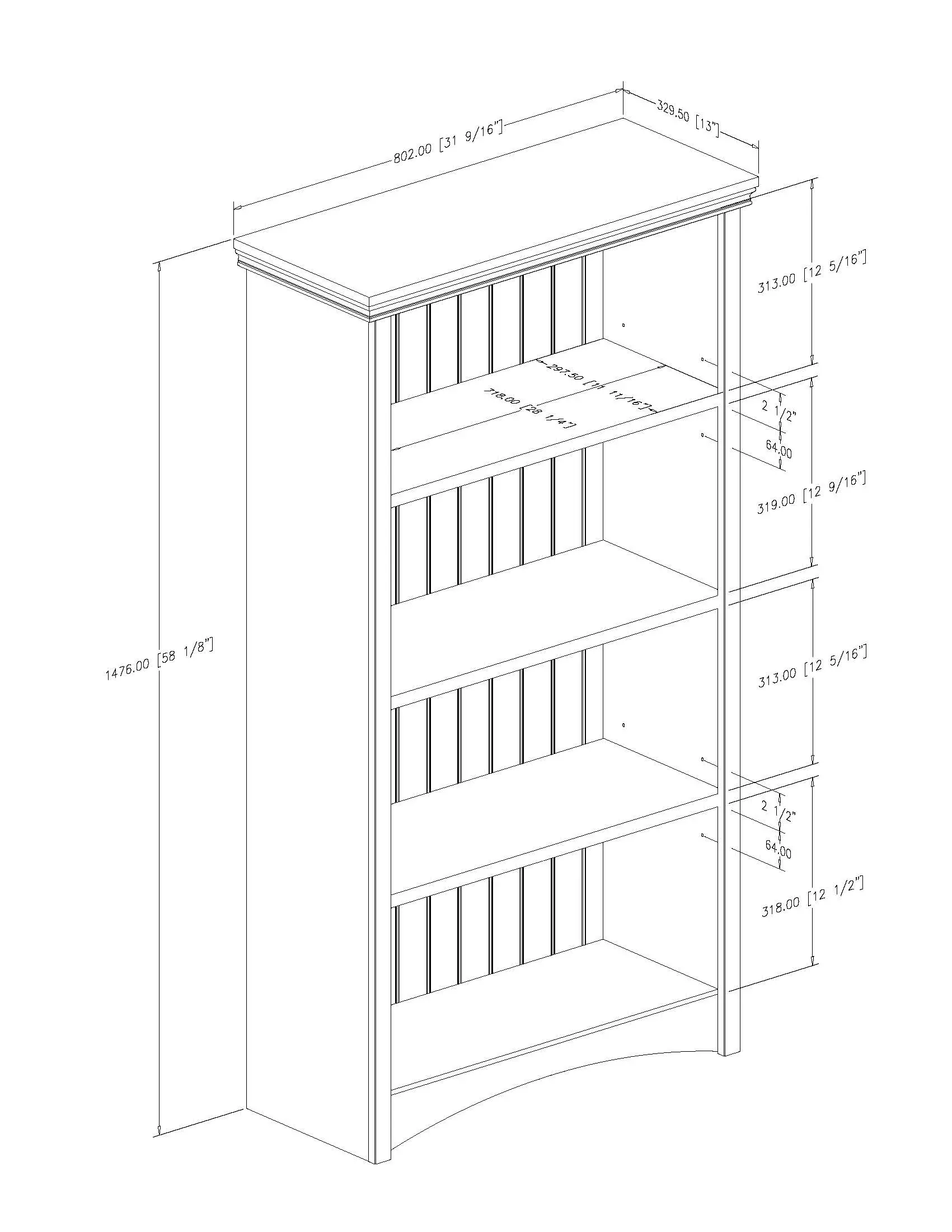 10219 Artwork White 4 Shelf Bookcase-3