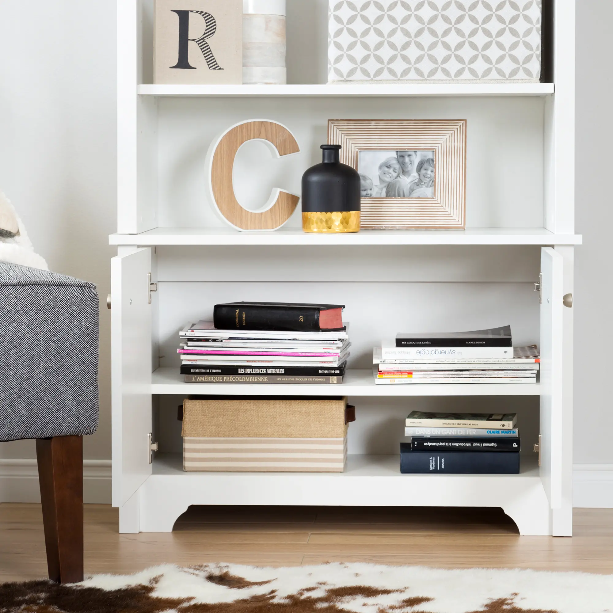 10328 White 3-Shelf Storage Bookcase - South Shore-4