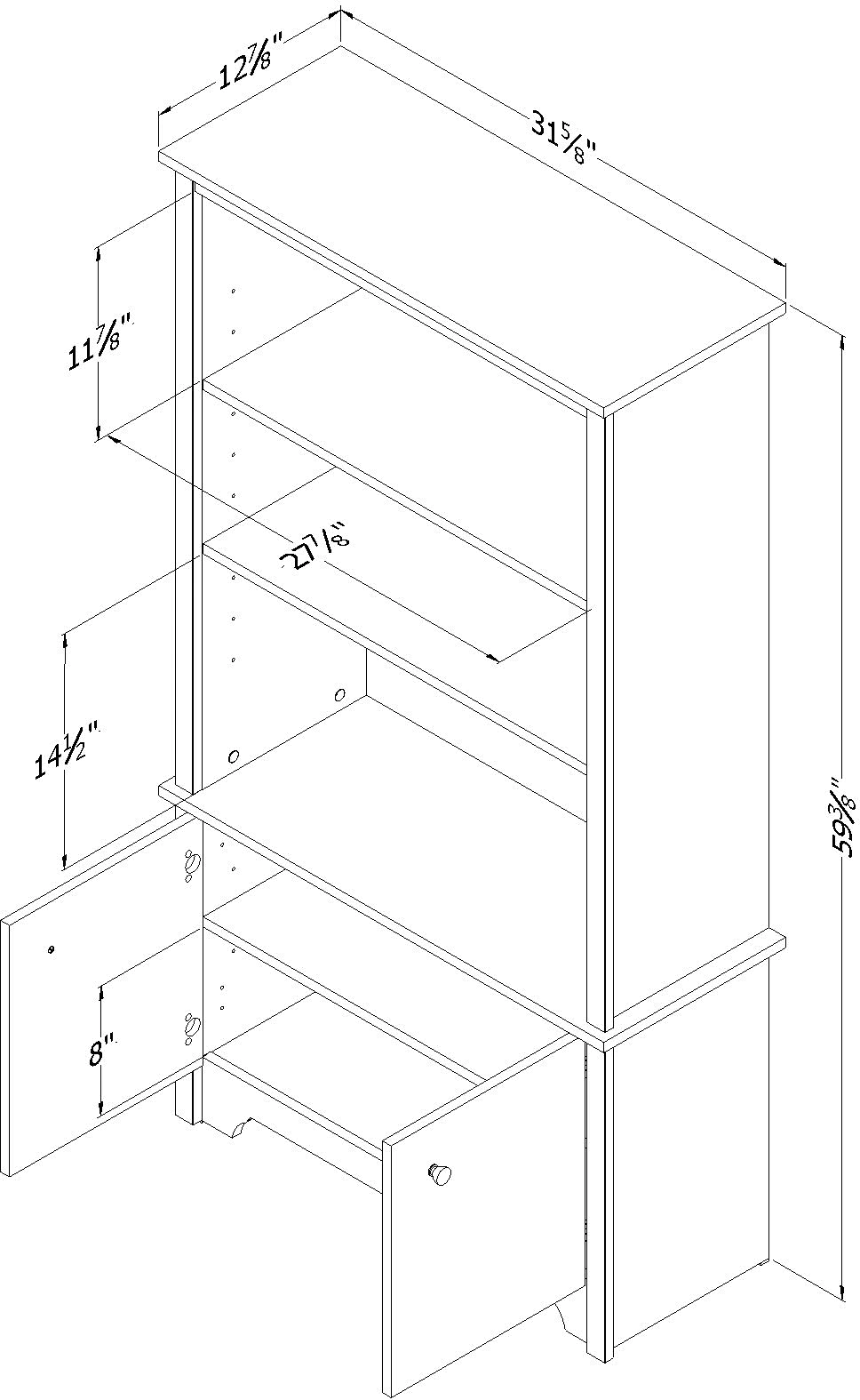 10328 White 3-Shelf Storage Bookcase - South Shore-6