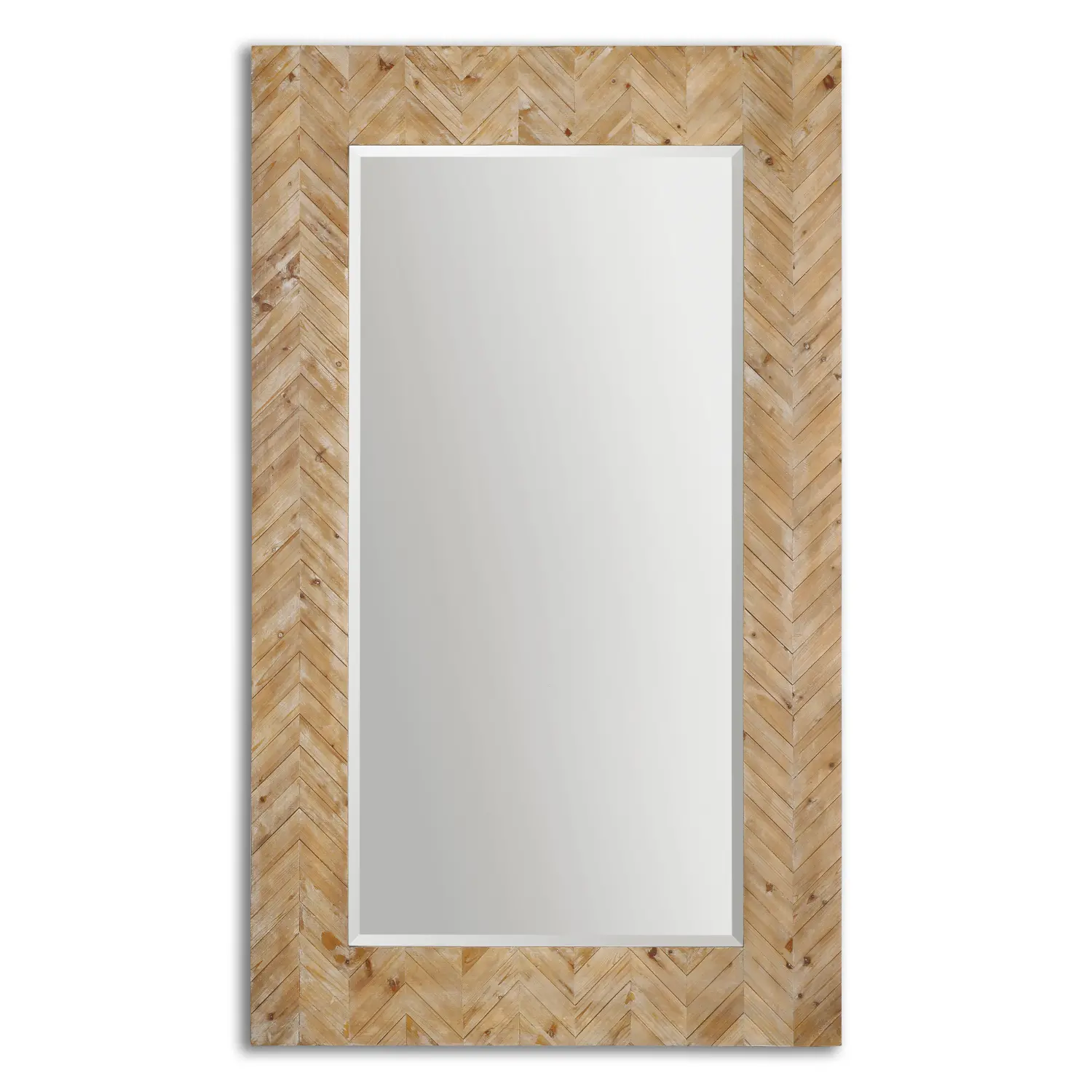 Chevron Patterned Wood Framed Mirror-1