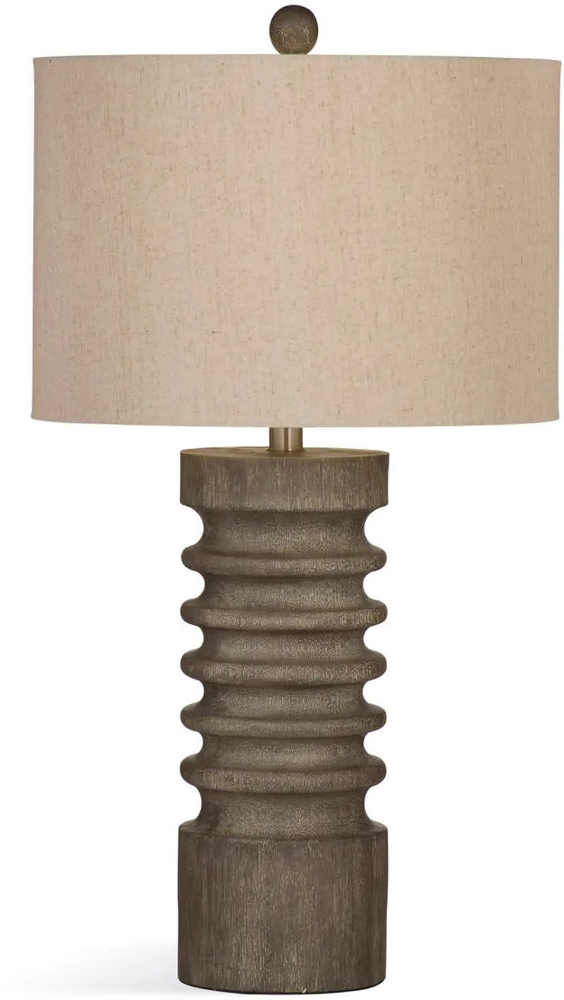 Gray Wash Turned Wood Table Lamp