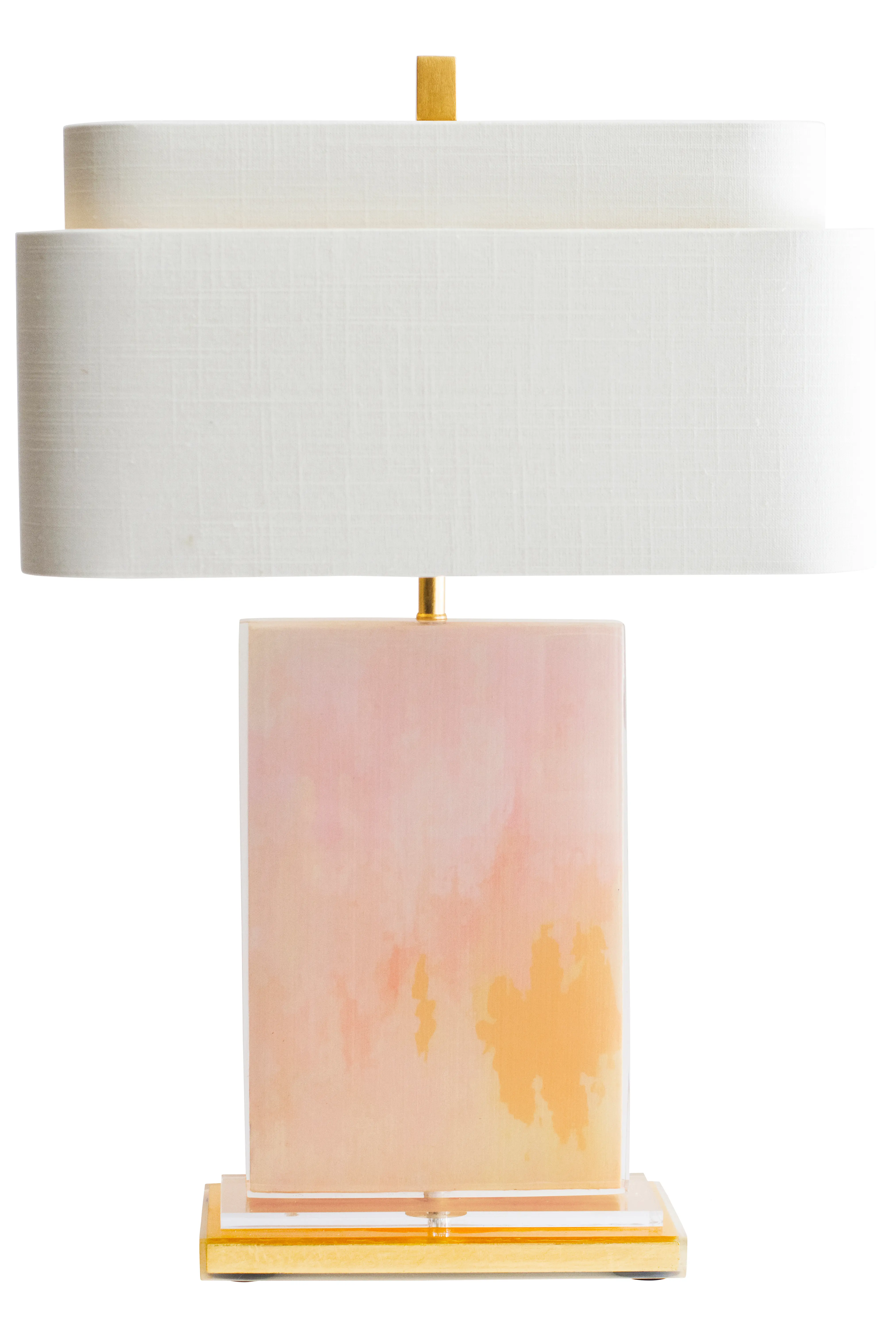 Pink Coral Melange & Gold Leaf Table Lamp-1