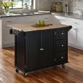 4510-95 Black Wood Top Kitchen Cart - Liberty