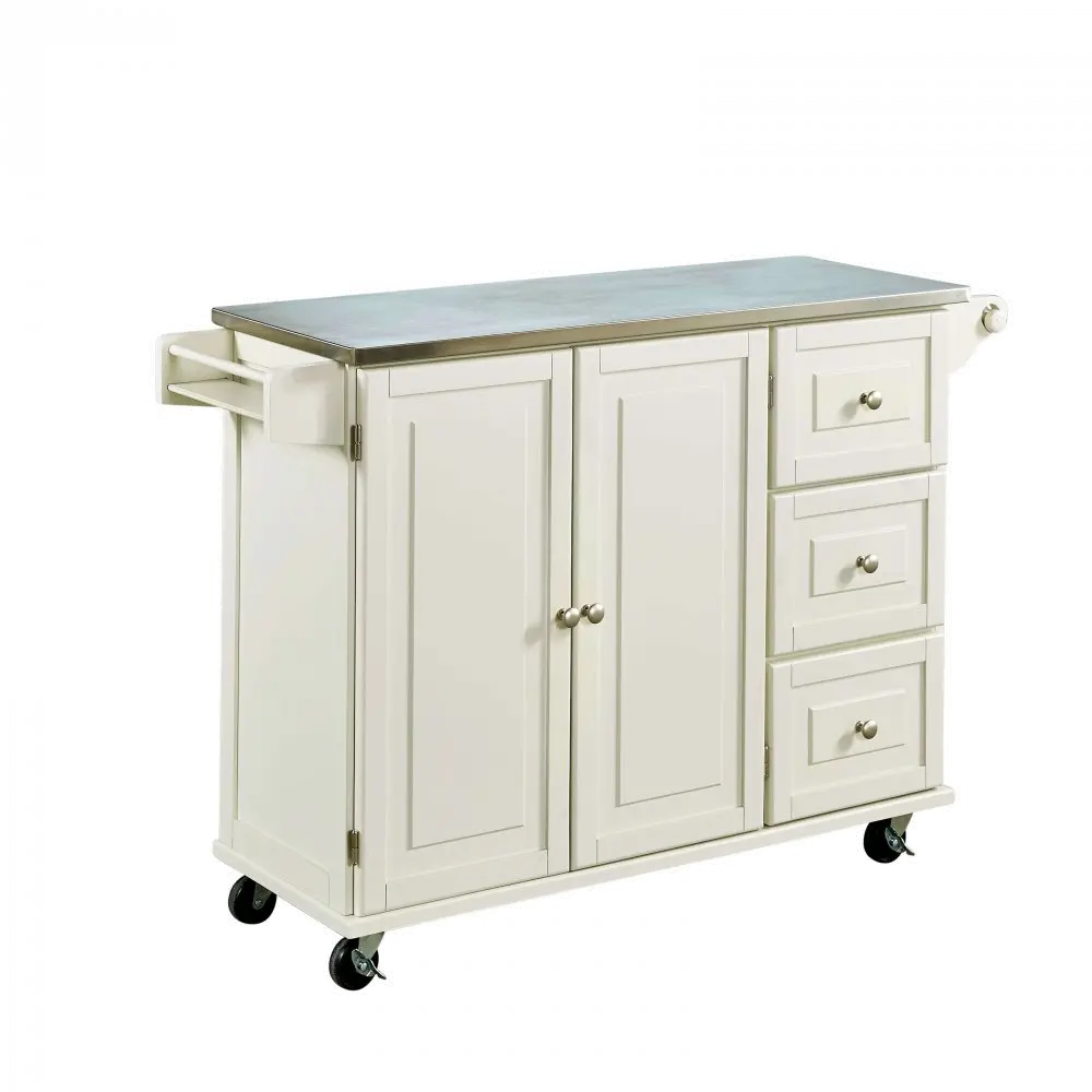 4512-95 White Stainless Top Kitchen Cart - Liberty -3